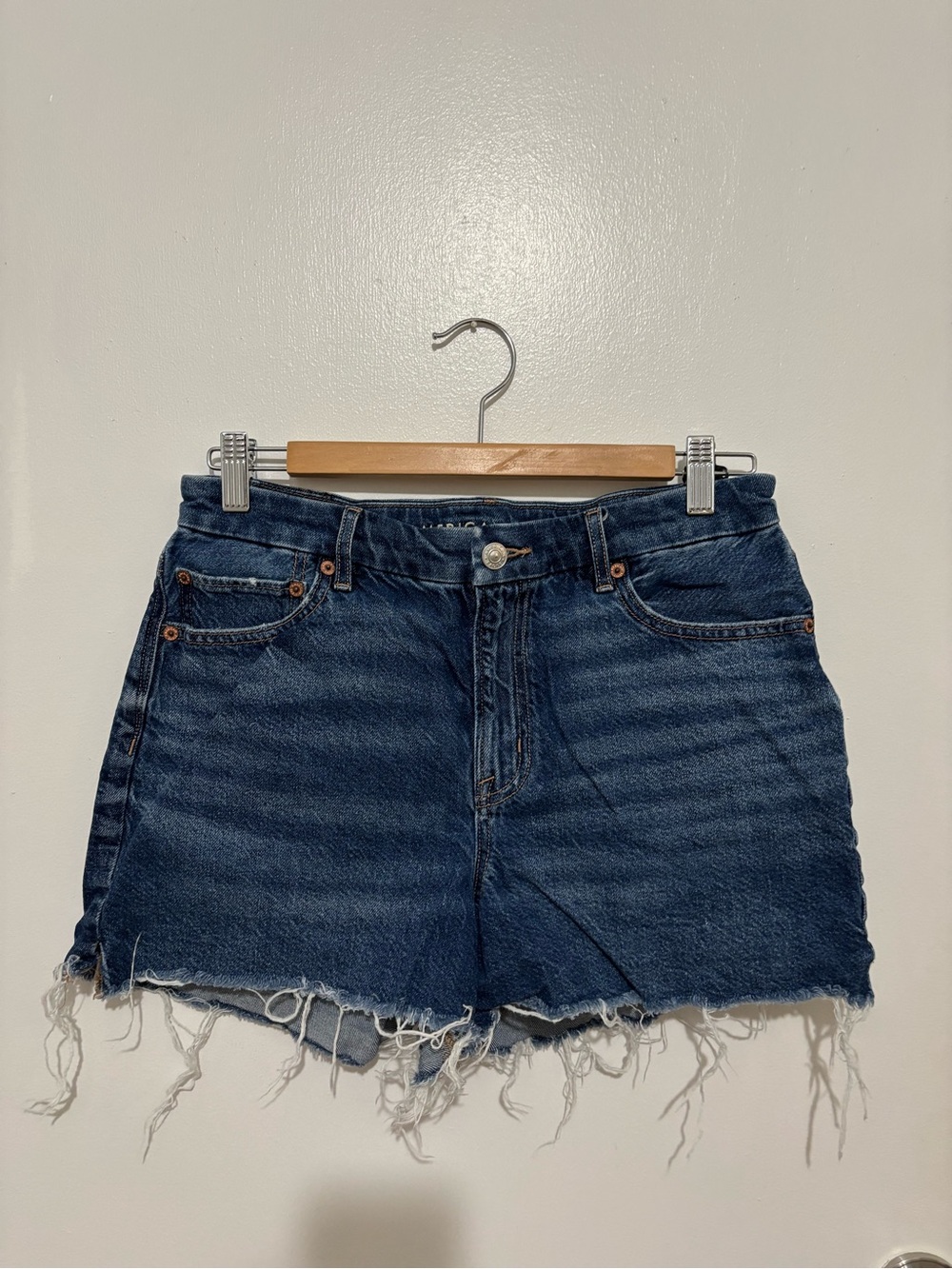 American Eagle Dark Blue Distressed Denim Cutoff Shorts